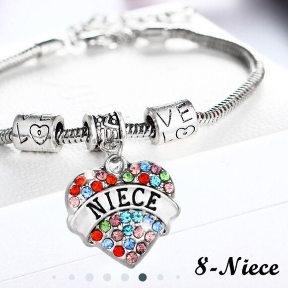 🎉🎉NEW🎉🎉NIECE LOVE Bracelet w/ Colorful Rhinestones OS Adj Charms - Picture 3 of 3